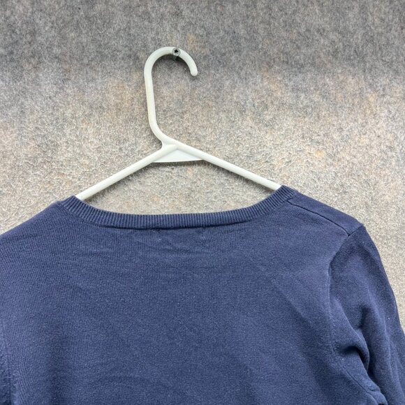 Lilly Pulitzer Sweater Women Large Navy Blue Argyle Cotton V Neck Pullover - Picture 10 of 11